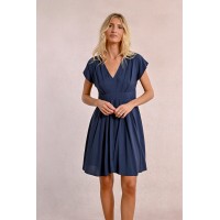 Robe courte plissée marine MOLLY BRACKEN