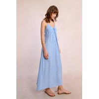 Robe longue à pois ciel et blanc MOLLY BRACKEN