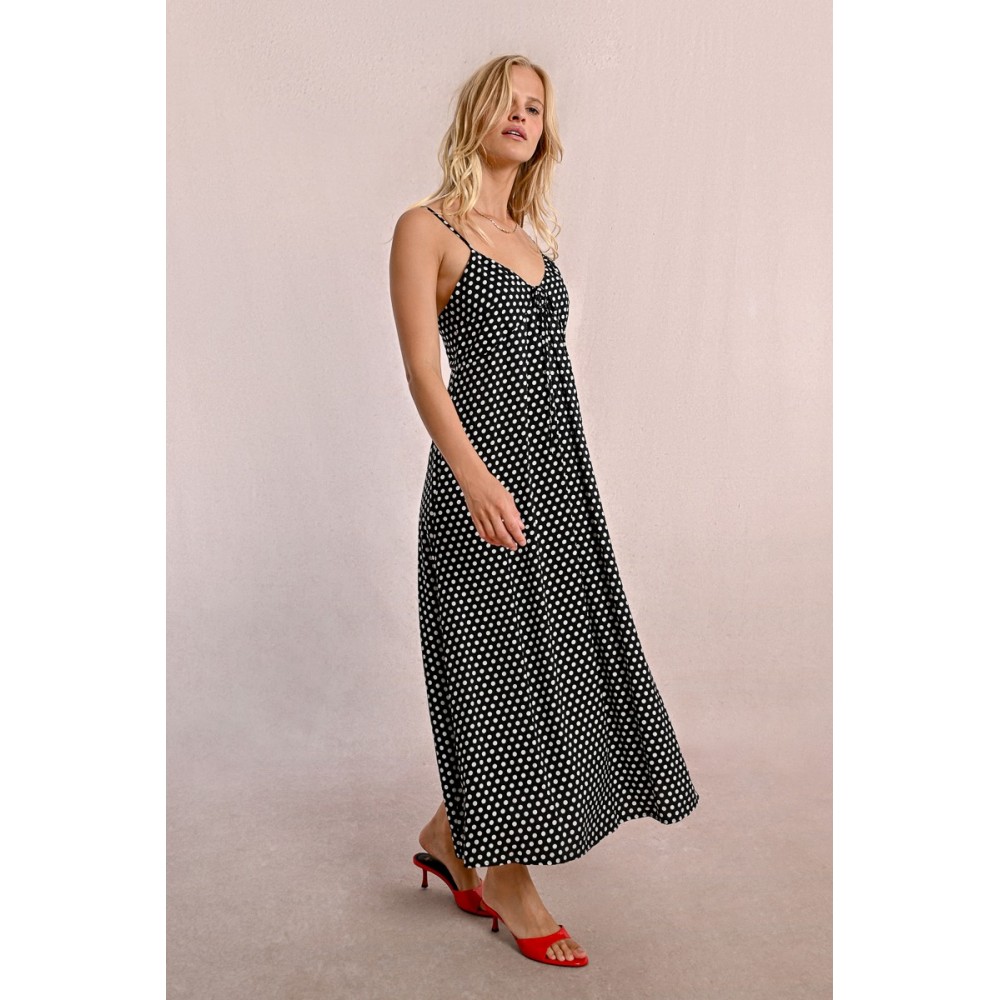 Robe longue à pois noir et blanc MOLLY BRACKEN