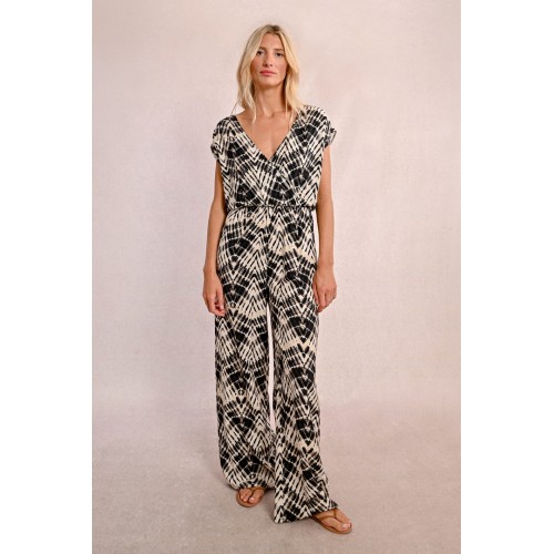 Combi-pantalon imprimé beige et noir MOLLY BRACKEN