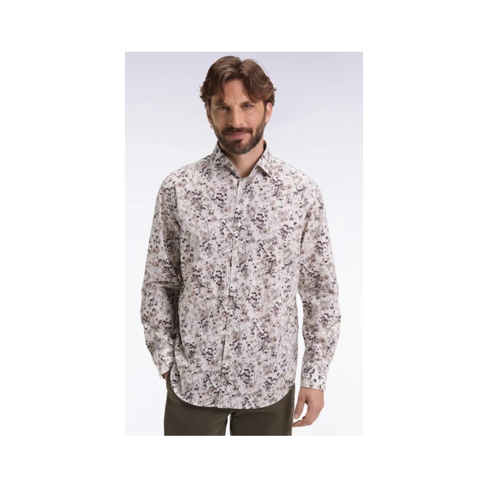 Chemise homme EDEN PARK à imprimé floral en coton marron