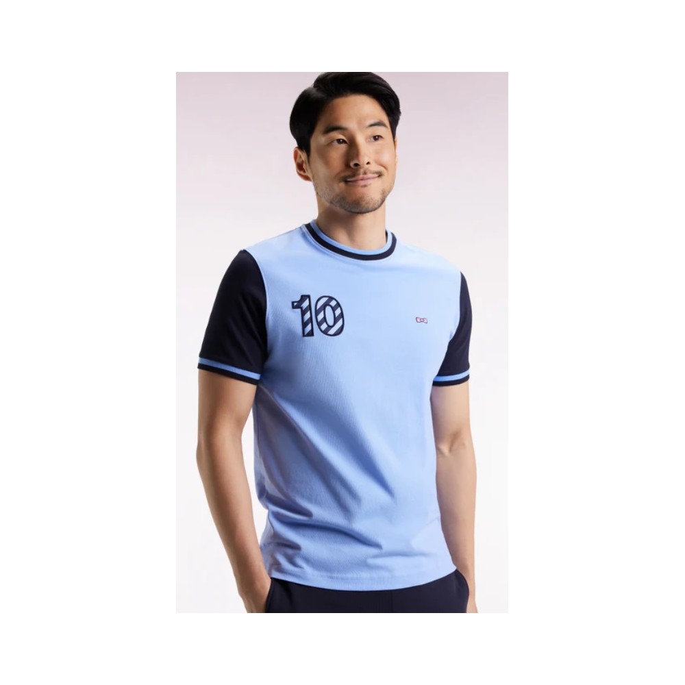 T-shirt homme EDEN PARK, bicolore à manches courtes ciel broderie 10