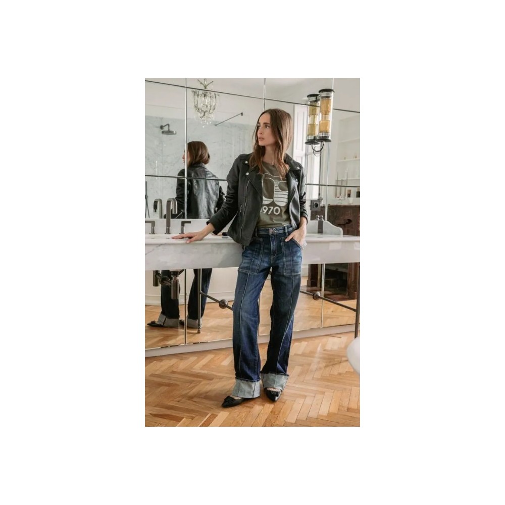 Jeans 400/28 wide leg Yavi taille haute bleu LE TEMPS DES CERISES