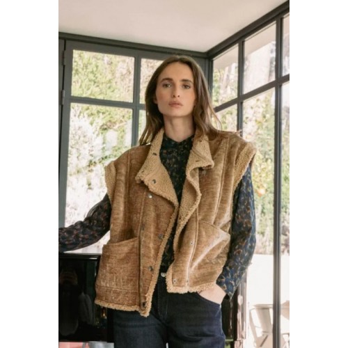 Gilet femme sans manches Fuji camel LE TEMPS DES CERISES