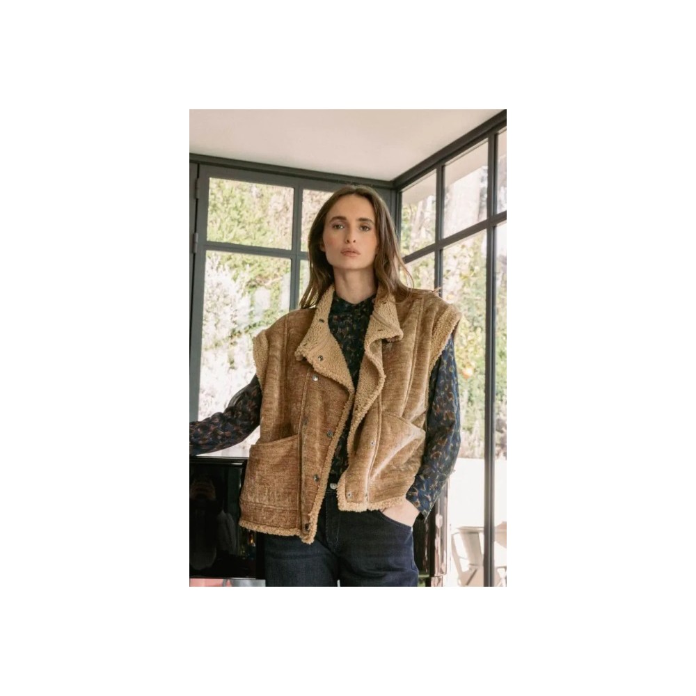 Gilet femme sans manches Fuji camel LE TEMPS DES CERISES