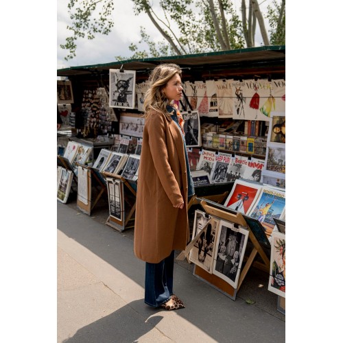 Manteau femme, camel, droit en maille MOLLY BRACKEN