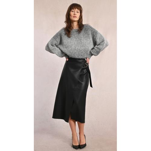 Longue jupe en similicuir noir MOLLY BRACKEN
