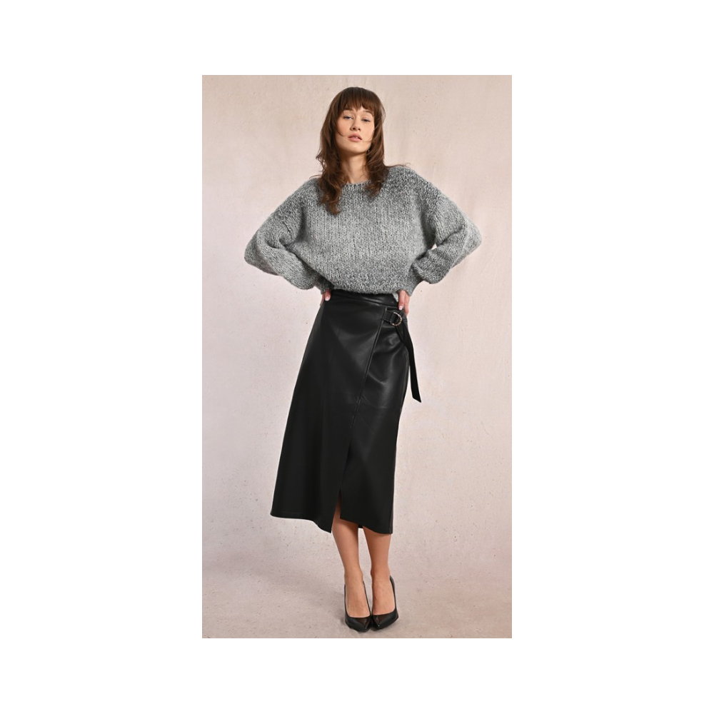 Longue jupe en similicuir noir MOLLY BRACKEN