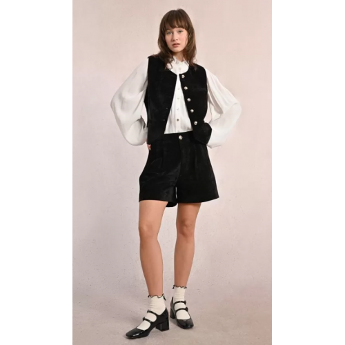 Gilet femme sans manches en velours, noir MOLLY BRACKEN
