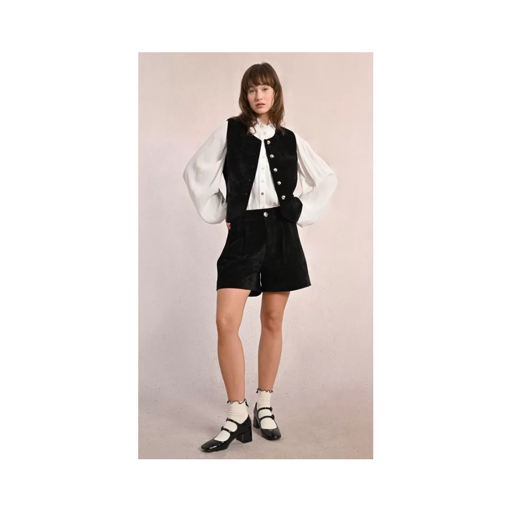 Gilet femme sans manches en velours, noir MOLLY BRACKEN