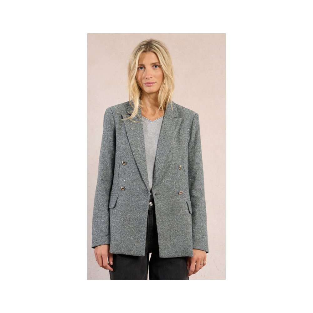 Blazer femme gris, droit à strass MOLLY BRACKEN