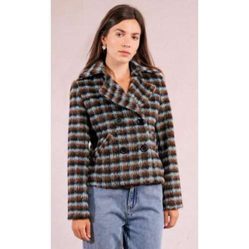 Manteau femme texturé à carreaux MOLLY BRACKEN