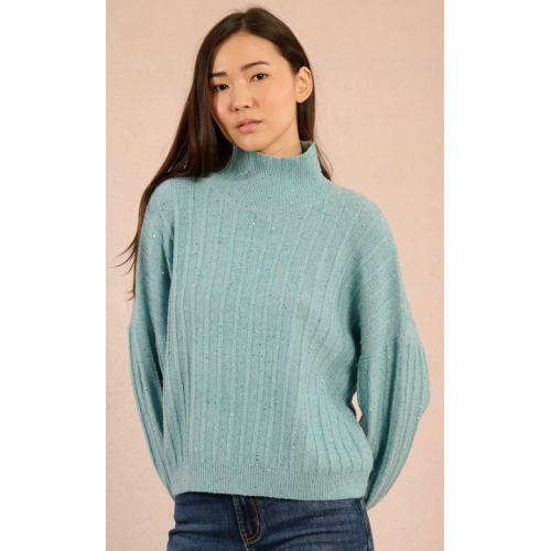 Pull femme, bleu en maille pailletée MOLLY BRACKEN