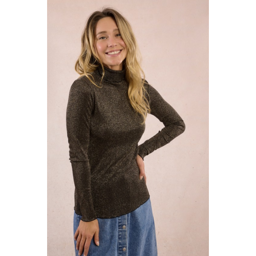 Col roulé femme, marron, fin en maille irisée MOLLY BRACKEN