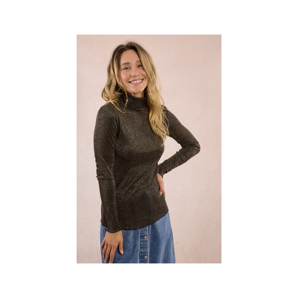 Col roulé femme, marron, fin en maille irisée MOLLY BRACKEN