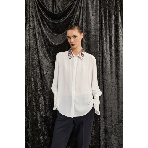 Chemise femme, col perles SOUVENIR