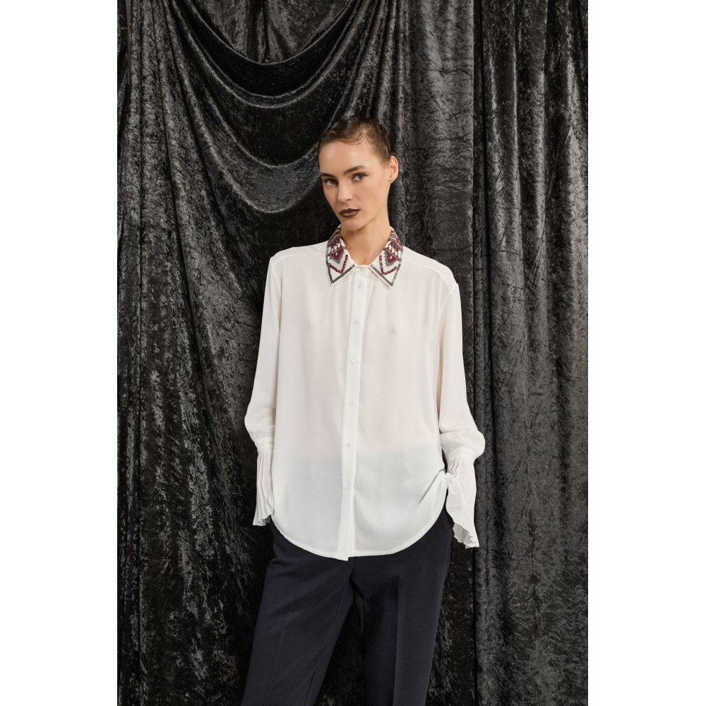 Chemise femme, col perles SOUVENIR