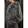 Sweat femme, gris, volants sur le devant SOUVENIR
