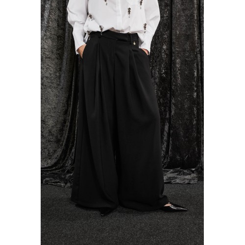 Pantalon femme, noir, palazzo fluide SOUVENIR