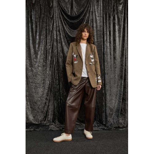 Pantalon femme , similicuir marron SOUVENIR