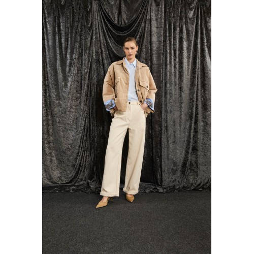 Blouson femme, beige en velours SOUVENIR
