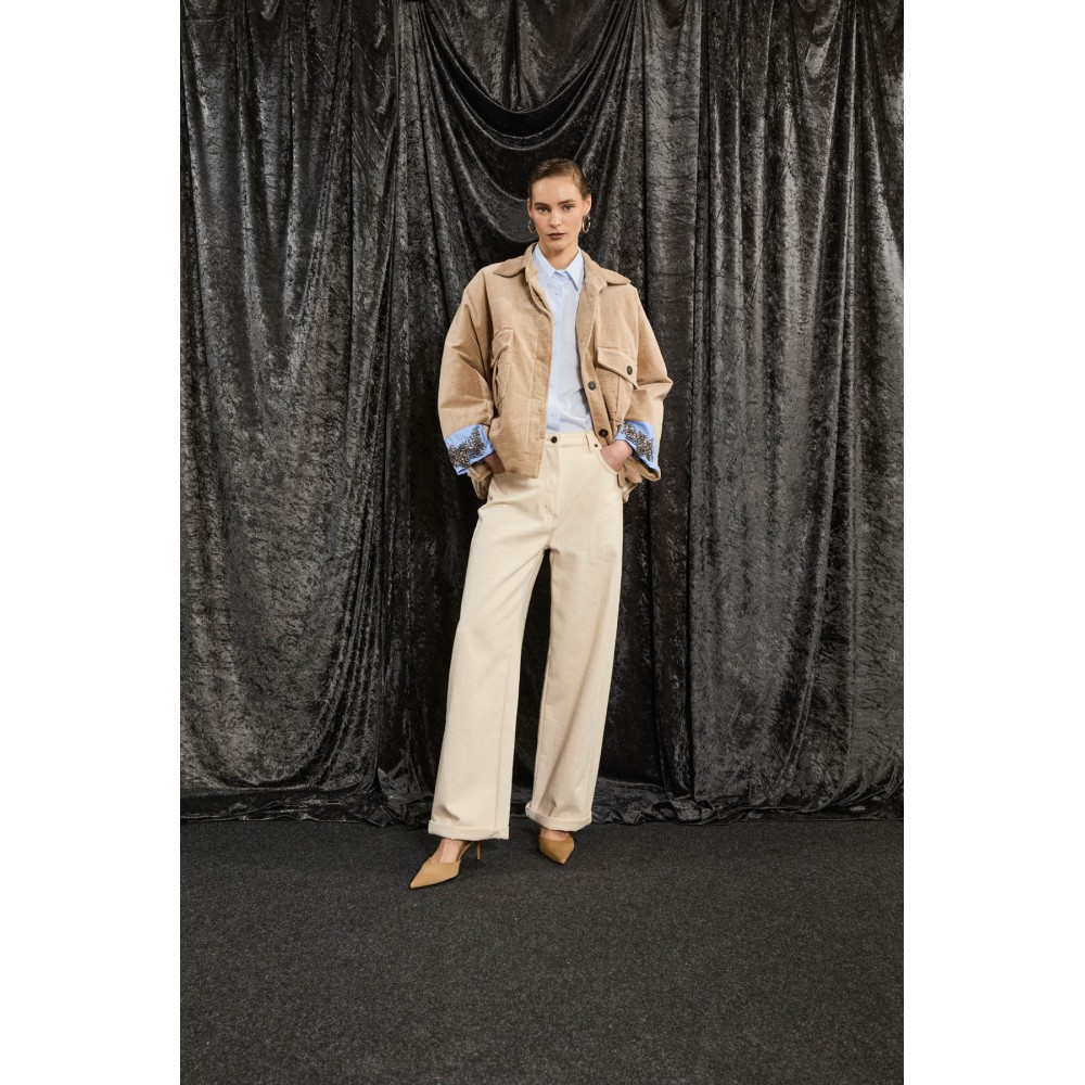 Blouson femme, beige en velours SOUVENIR