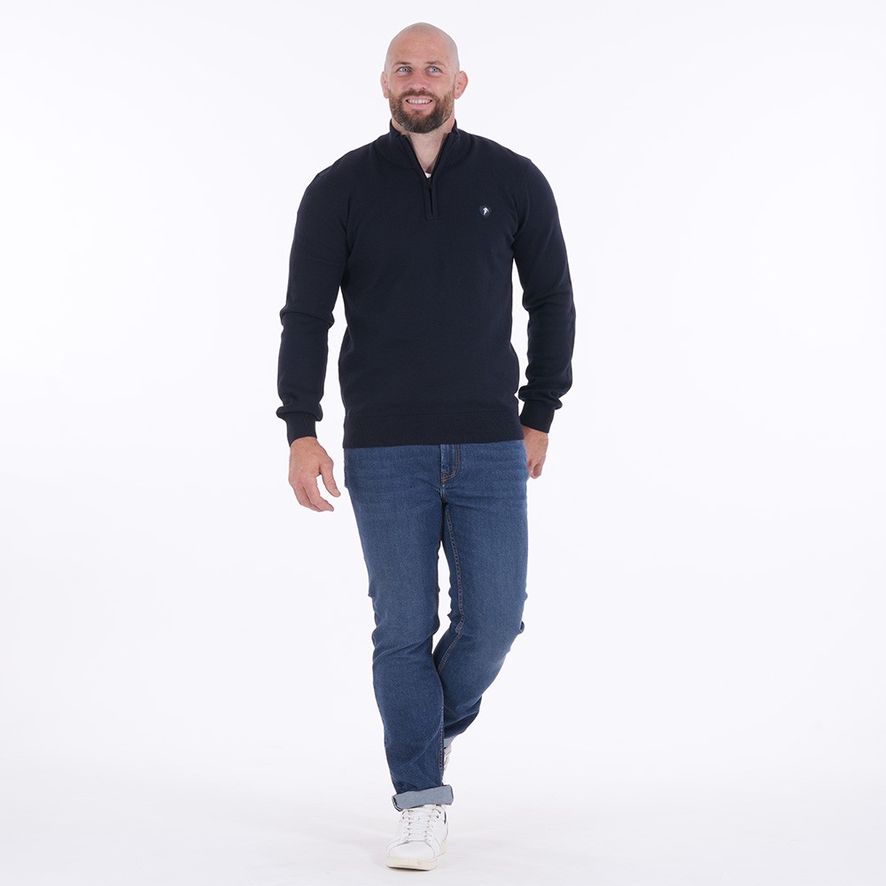 Pull homme demi-zip Ruckfield essentiel bleu marine