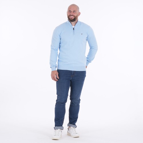Pull demi-zip Ruckfield essentiel bleu ciel