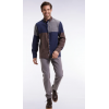 Chemise tricolore en flanelle de coton marine coupe droite