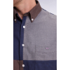 Chemise tricolore en flanelle de coton marine coupe droite