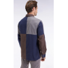 Chemise tricolore en flanelle de coton marine coupe droite