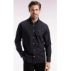 Chemise en coton pinpoint noire broderie dos coupe droite