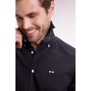 Chemise en coton à micro-motifs nœuds papillon marine coupe droite