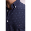 Chemise en coton à micro-motifs nœuds papillon marine coupe droite