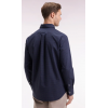 Chemise en coton à micro-motifs nœuds papillon marine coupe droite