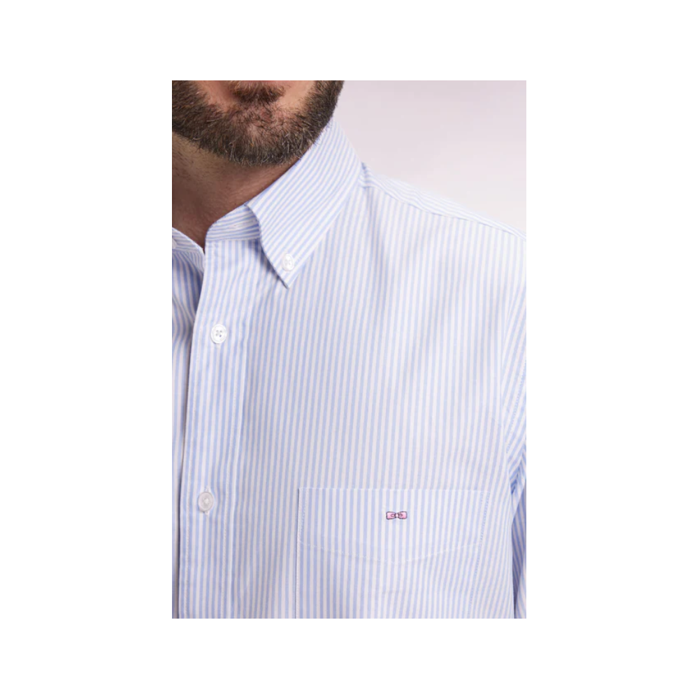 Chemise homme EDEN PARK rayée en coton ciel coupe droite