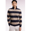 Maillot manches longues en jersey à rayures rugby beige et marine
