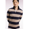 Maillot manches longues en jersey à rayures rugby beige et marine