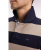 Maillot manches longues en jersey à rayures rugby beige et marine