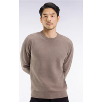 Pull homme EDEN PARK col rond en coton nid d'abeille marron