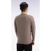 Pull homme EDEN PARK col rond en coton nid d'abeille marron