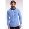 Pull homme EDEN PARK col maillot en coton ciel à effet de rayure