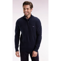Pull EDEN PARK col camionneur en coton marine effet de rayure