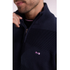 Pull EDEN PARK col camionneur en coton marine effet de rayure
