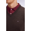 Pull homme EDEN PARK col V en laine et coton marron foncé