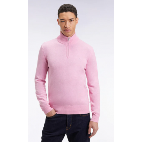 Pull homme EDEN PARK col camionneur en laine et coton rose
