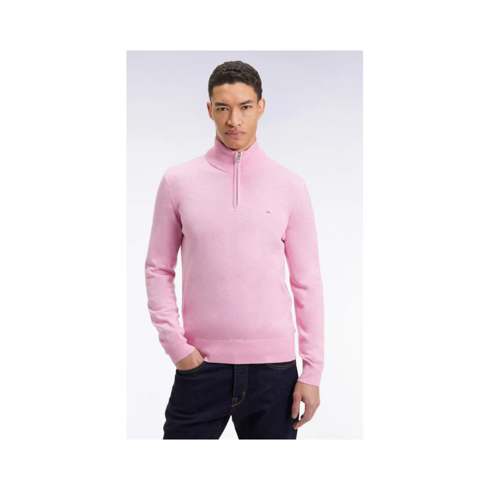 Pull homme EDEN PARK col camionneur en laine et coton rose