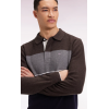 Pull homme EDEN PARK col maillot en laine et coton marine marron et gris