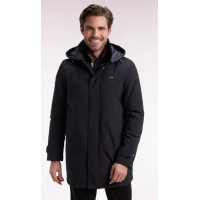 Imperméable EDEN PARK long en nylon noir à capuche amovible