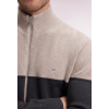 Cardigan EDEN PARK zippé en coton bicolore beige et gris coupe droite
